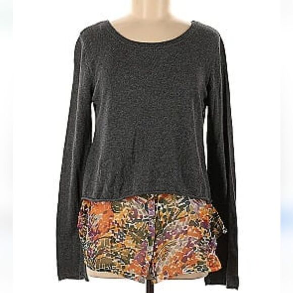 Subtle Luxury cotton cashmere & silk layered sweater, charcoal S/M - Picture 4 of 8